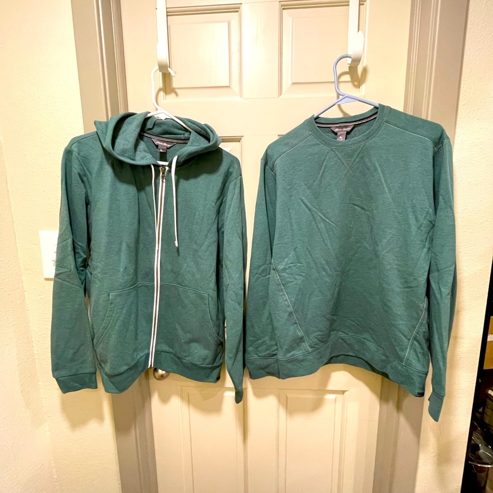 Eddie Bauer Men's Camp Fleece Zip-Up Hoodie & Pullover Sweatshirt Size Sm Green